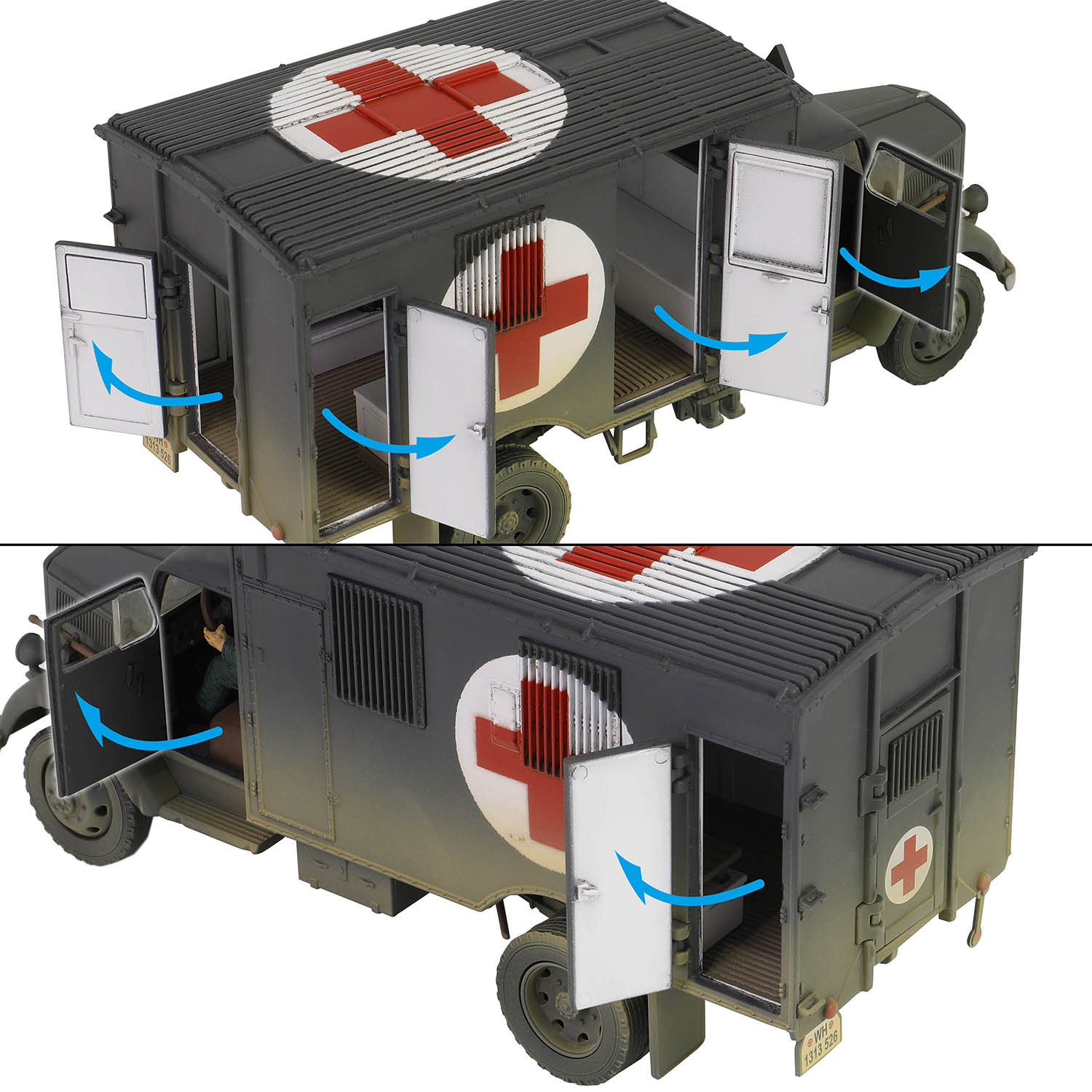 欧宝「闪电」3.6-6700A型Kfz.305救护卡车 (国防灰色涂装RAL 7021) 二战德军救护卡车