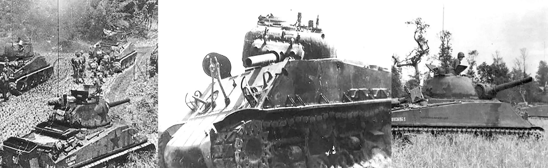 美国坦克谢尔曼M4E8 (105) 榴弹炮 1945年, 沖绳, 美国陆军第711营