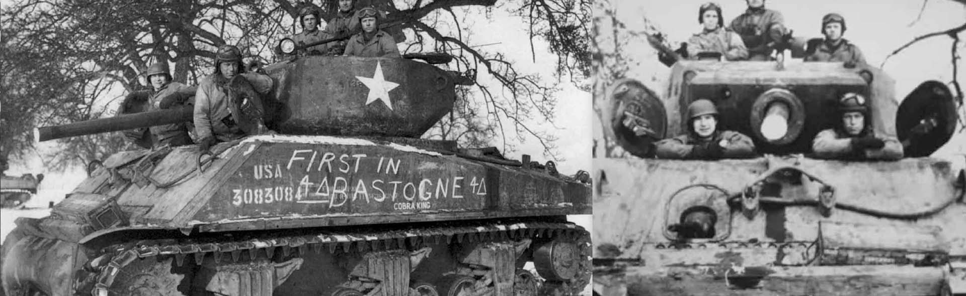 美国中型战车谢尔曼巨无霸M4A3E2 (75) “眼镜蛇王”-1944年12月26日, 巴斯托涅地区, 巴顿第3军团第4装甲师“First in Bastogne”