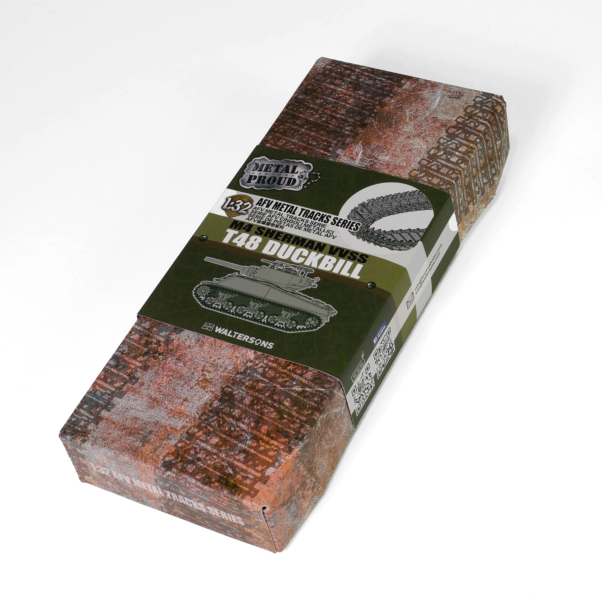 Sherman M4 tank HVSS Suspension type - Metal Upgrade track link set (Model T66)  Zinc Alloy materials | with weathering effect