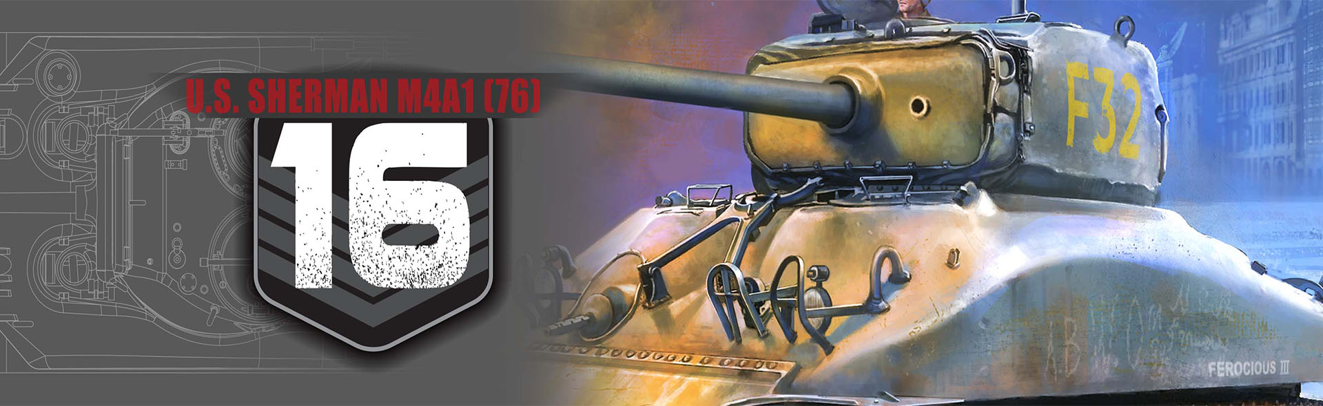1/72 美军M4A1 (76)  坦克 1944年9月, 比利时,  第 3 装甲师, 第 33 装甲团