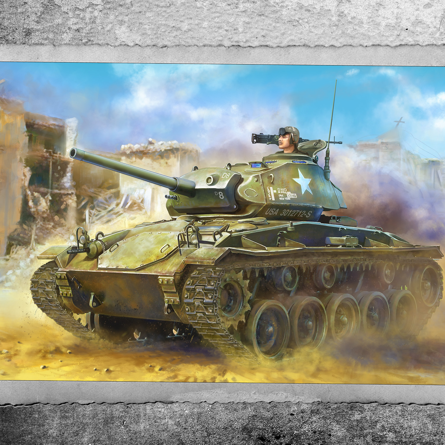 M24 "Chaffee" tank Company D, 36th Tank Battalion, 8th Armoured Division, Rheinberg, Germany, March 1945