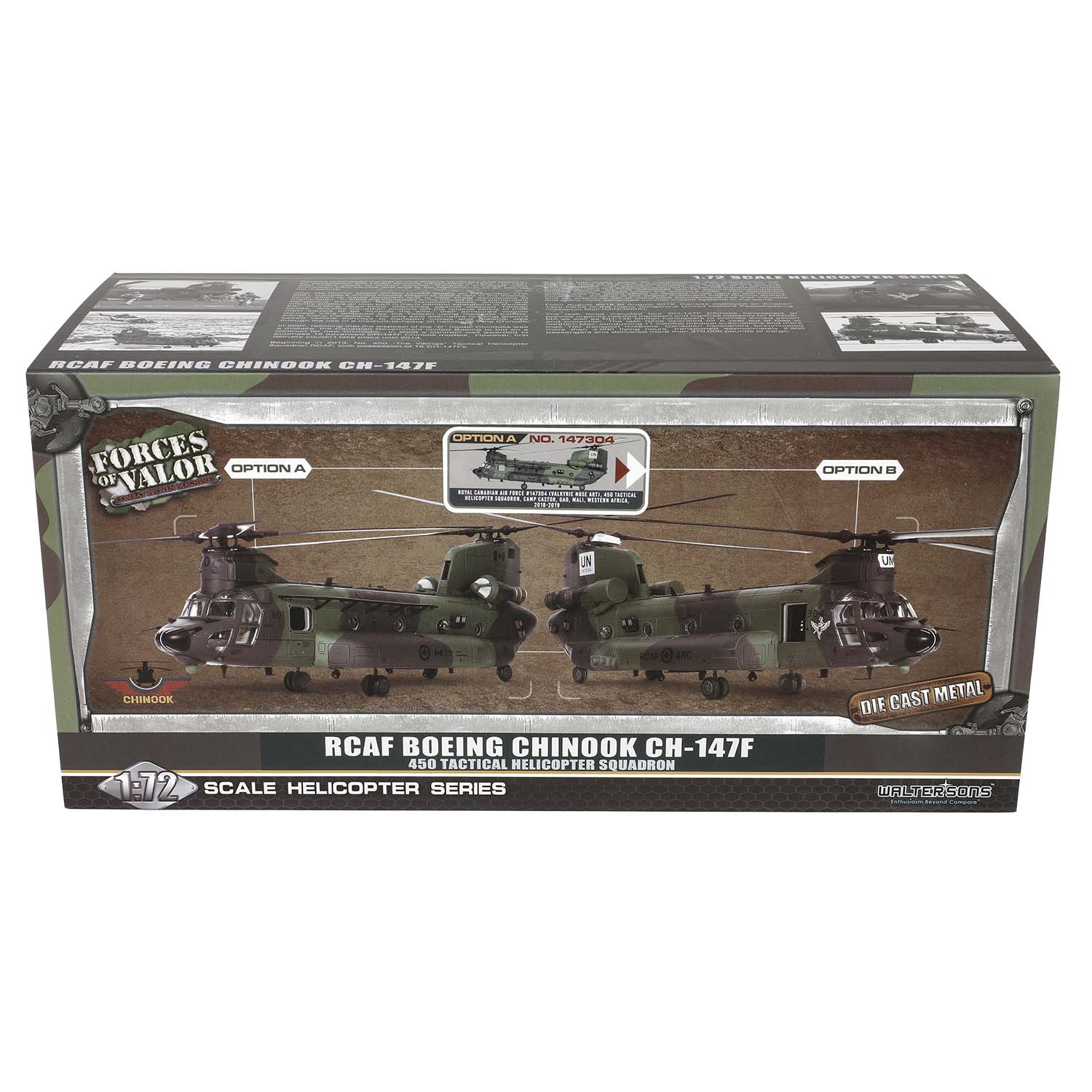 Boeing Chinook CH-147F helicopter Royal Canadian Air Force #147304 (Valkyrie Nose Art), 450 Tactical Helicopter Squadron Camp Castor Gao Mali, Western Africa 2018-2019