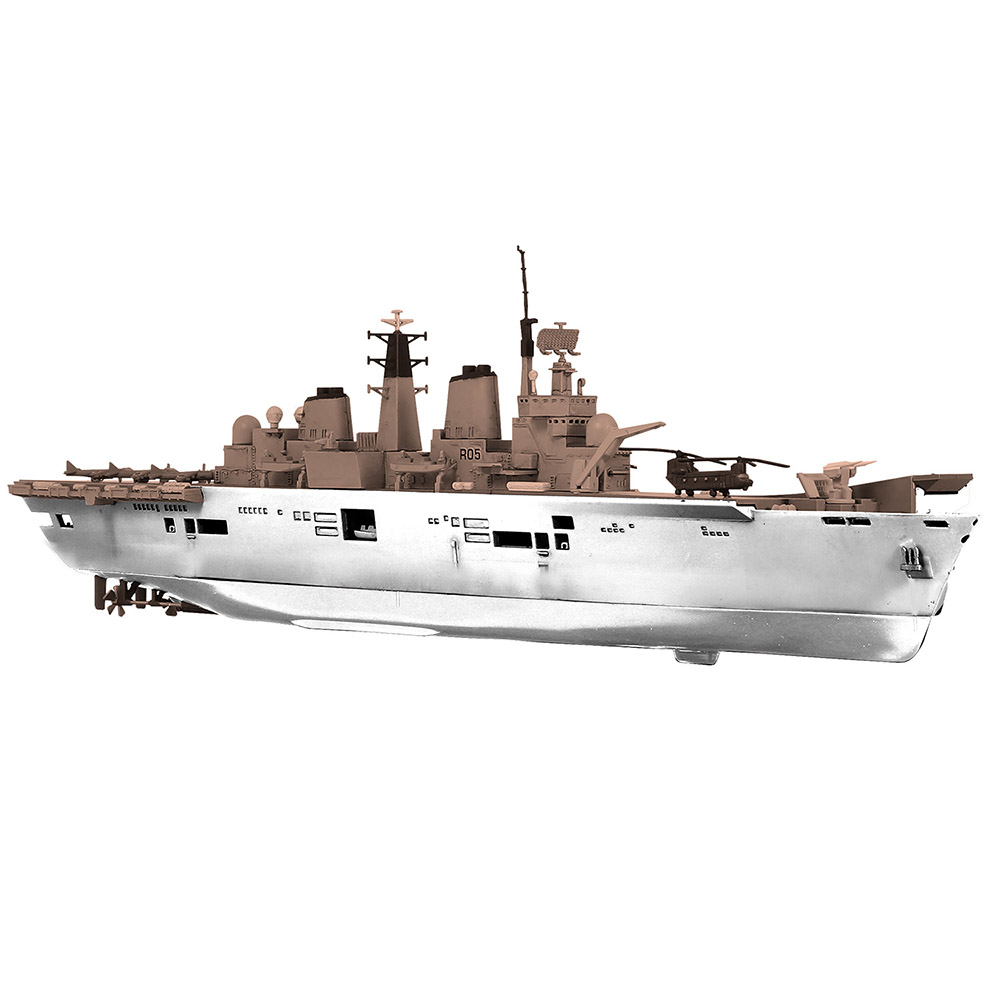 HMS Invincible (R05) light aircraft carrier Falkland islands 1982 Full hull