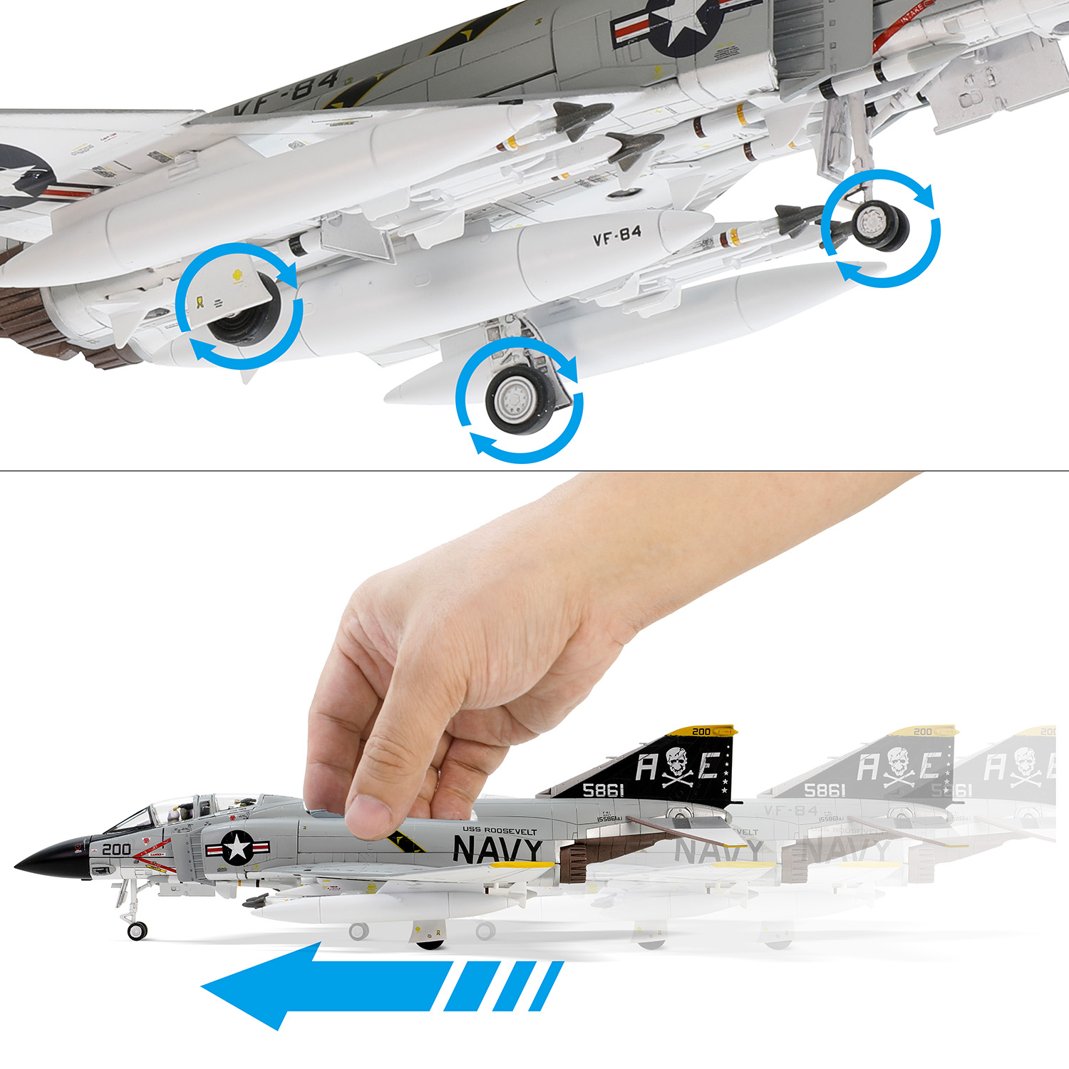 波音F-4J “鬼怪II” 战斗机 VF-84 “海盗旗” 美国海军罗斯福号航空母舰，第84战斗机中队(军机序号155861)