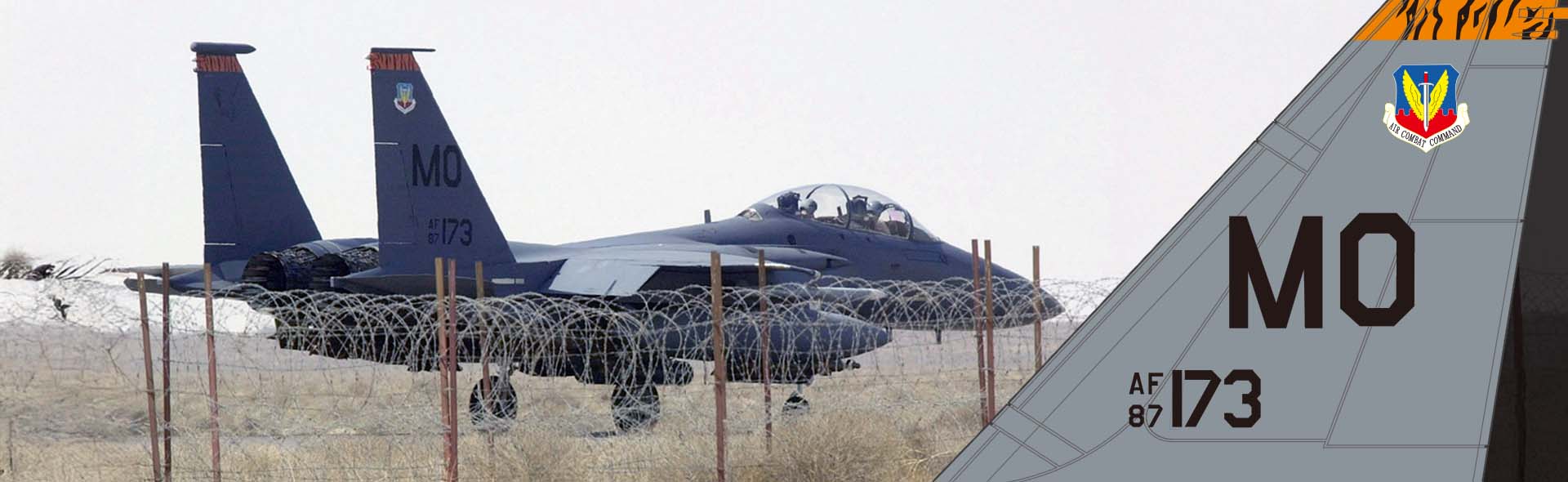 美国空军第366战斗机联队第391战斗机中队"猛虎"（391st FS 'Bold Tigers'）所属F-15E"攻击鹰"多用途战斗机（机身编号87-0173），驻防爱达荷州芒廷霍姆空军基地，2002年