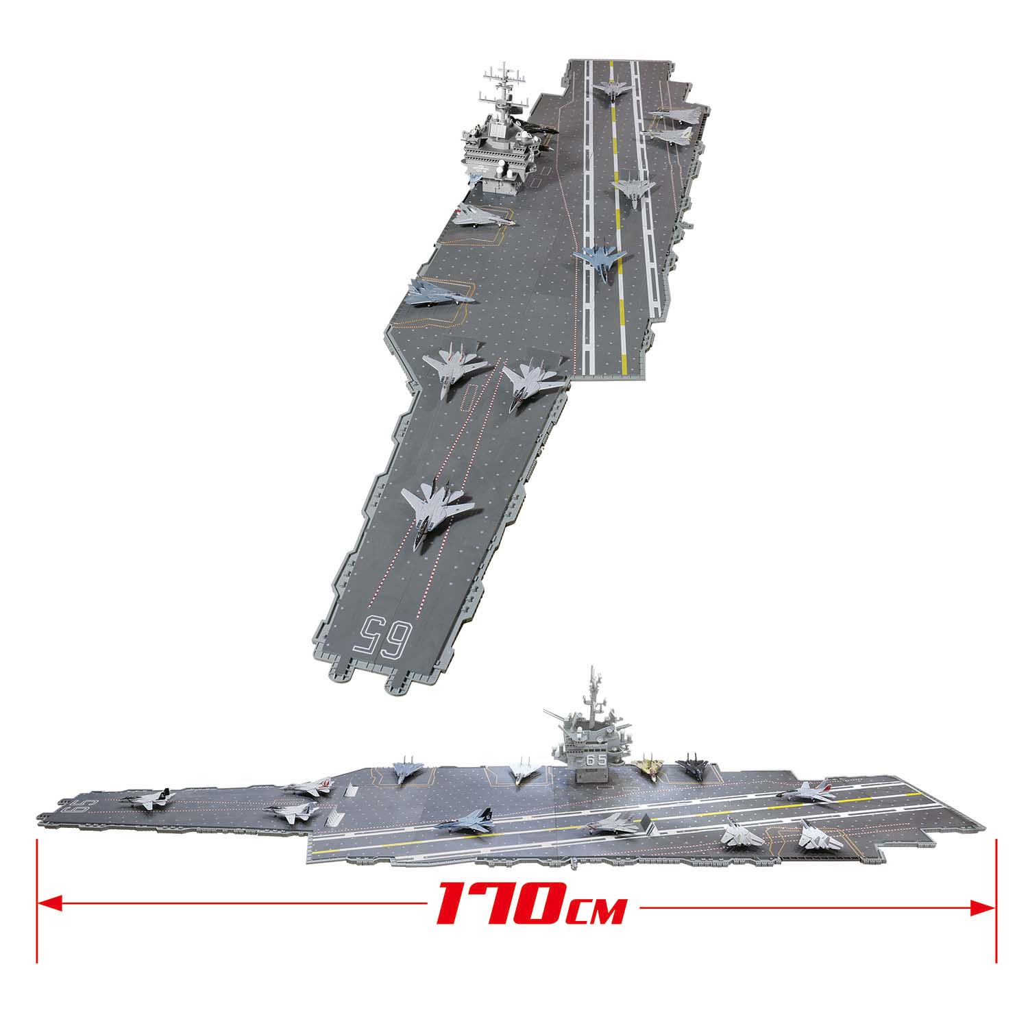 收集13款产品后, 可将其组装成完整170cm长的CVN-65甲板！
